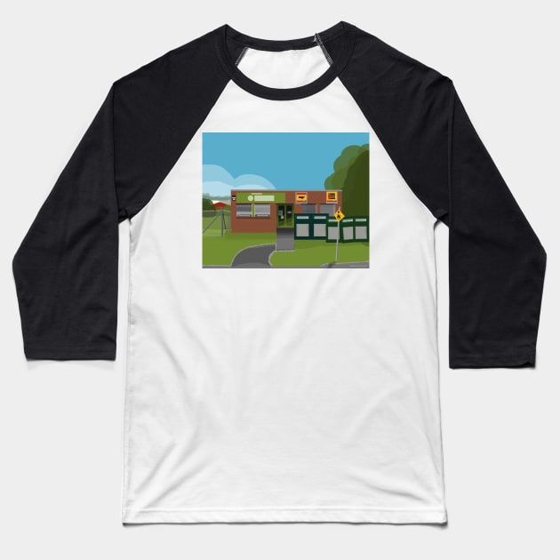 Bomaderry Op Shop Meroo Street Baseball T-Shirt by Donnahuntriss